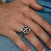 Silver Lily Flower Patterned Men's Ring
